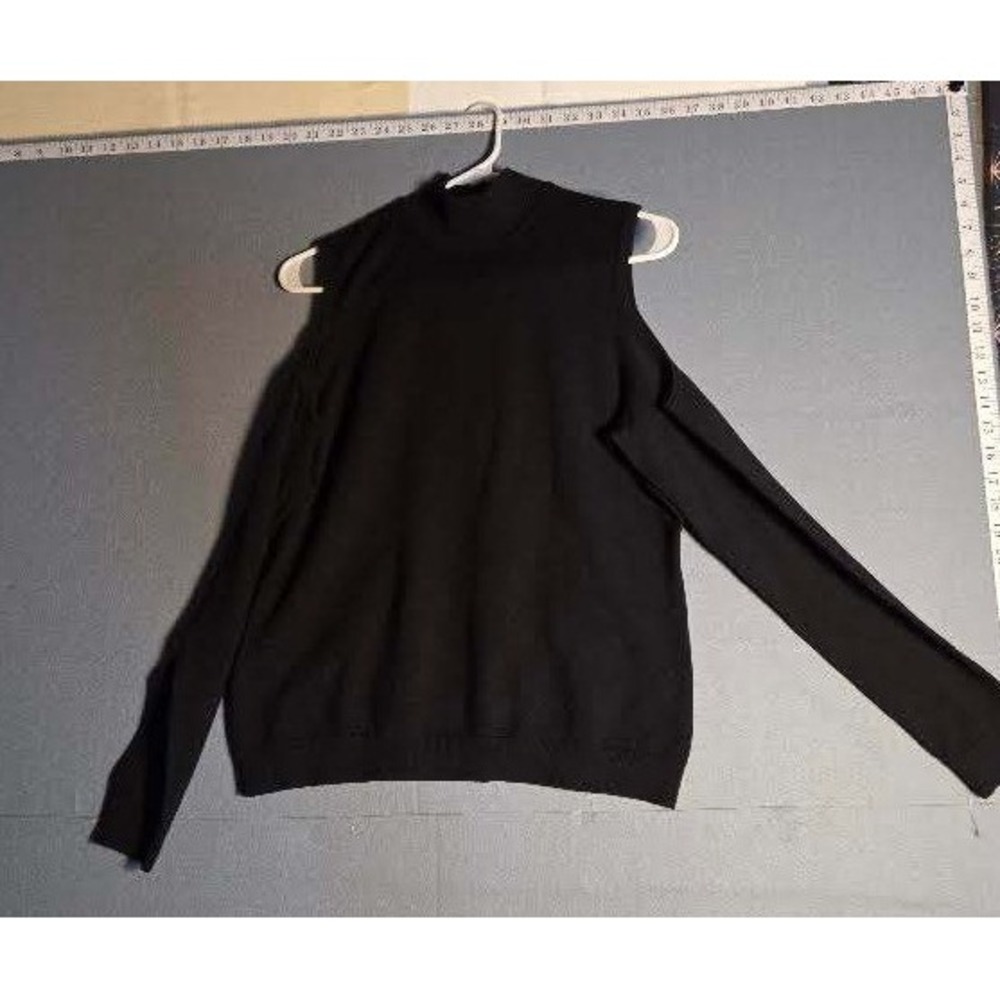 Marled Reunited Clothing Black Cold Shoulder Mock Neck Sweater NWT L 516-MS525